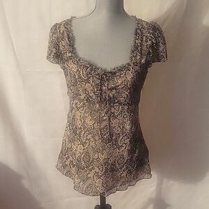 Banana Republic Woman's Silk Paisley Blouse with Side Zipper, Size: M